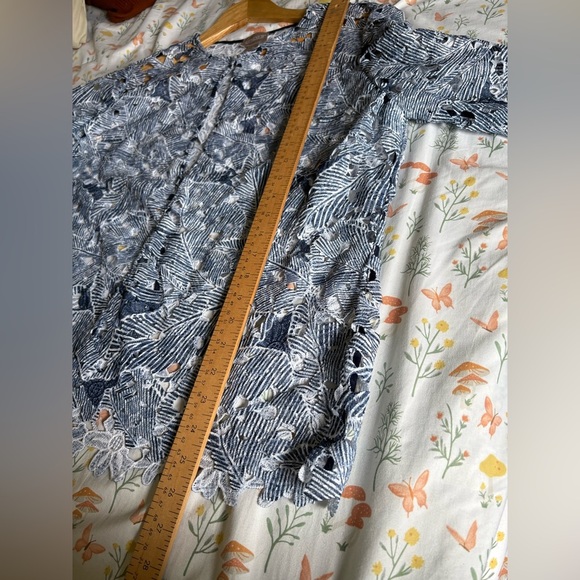 Chico’s lace cardigan jacket blue size 2x scalloped hems - Picture 8 of 11